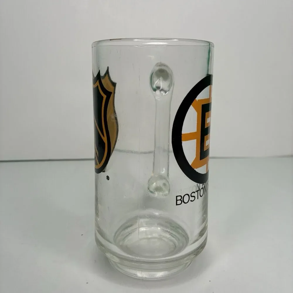 NHL BOSTON BRUINS Glass Beer MUG 12 Oz NHL Hockey Collectible 70's Vintage
